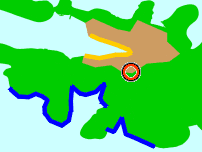Legenda:
Blu=spiaggia;
Marrone=zona abitata;
Giallo=porto;