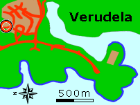 Legenda:
Blu=spiaggia;
Marrone=zona abitata;
Rosso=strada;