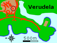 Legenda:
Blu=spiaggia;
Marrone=zona abitata;
Rosso=strada;