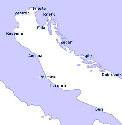 cartina Croazia - Adriatico - Italia
