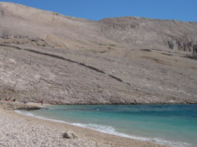 spiagge sull'isola Pag: ucica a Metajna