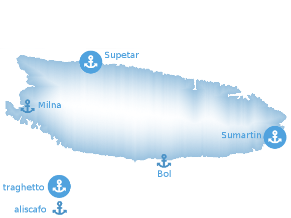 traghetti isola Brac mappa