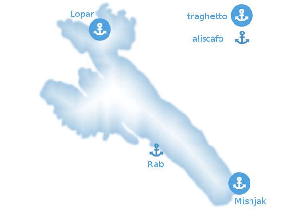 traghetti isola Rab mappa