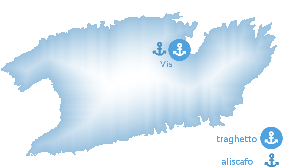 traghetti isola Vis mappa